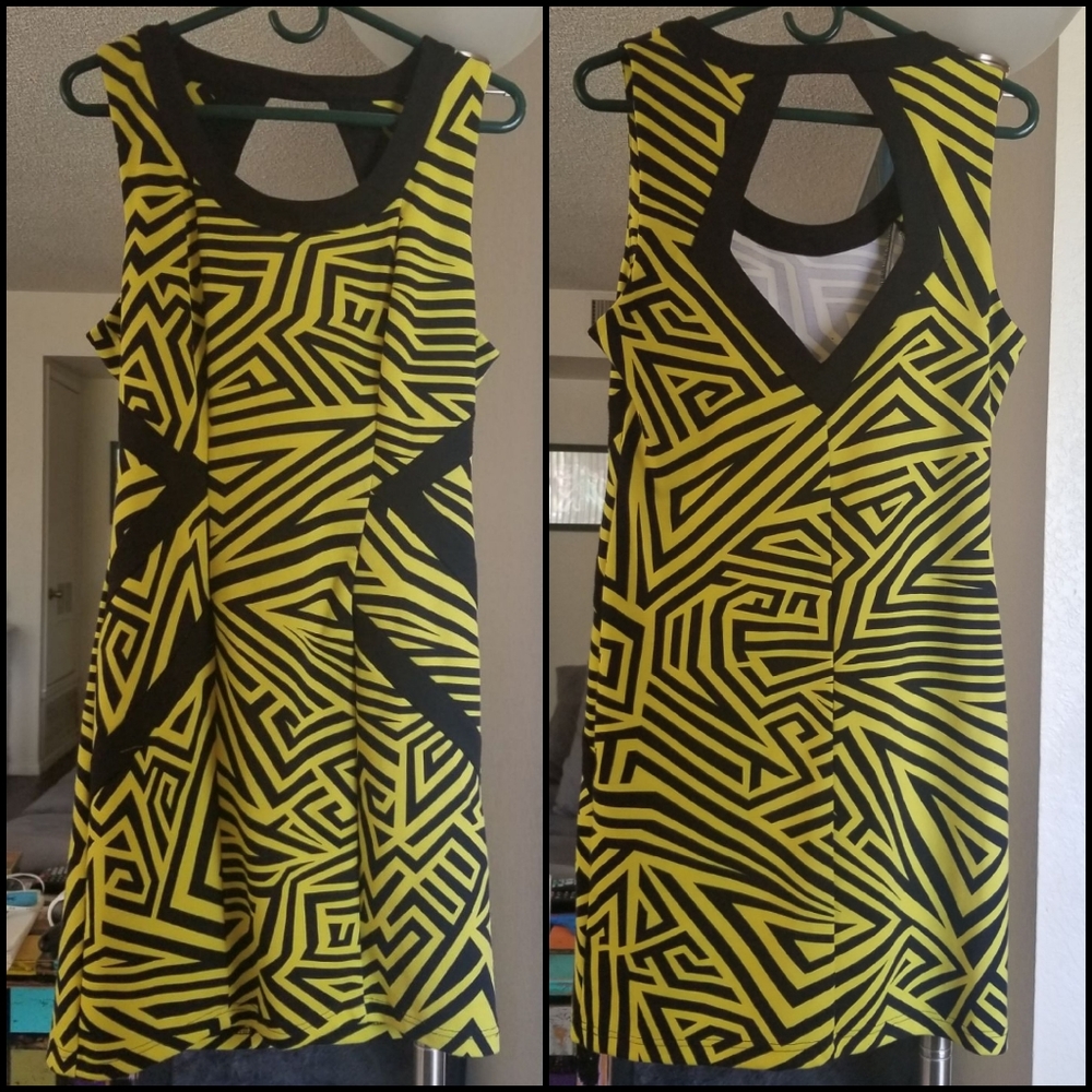Yellow & Black Geo Dress